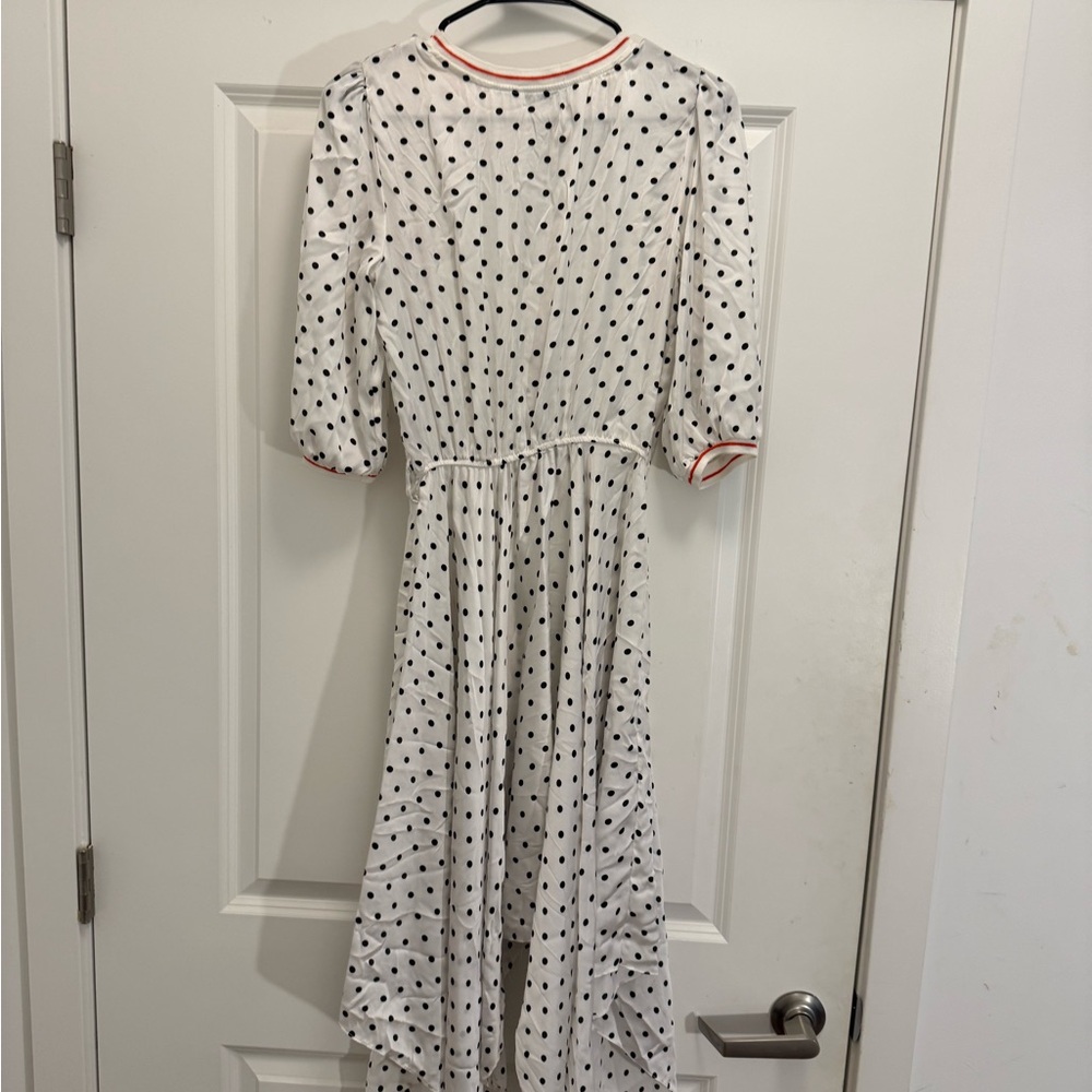 Elegant White Polka Dot Midi Dress